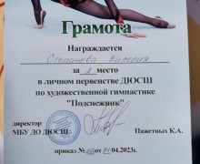 Вышневолочанка Валерия Степанова заняла второе место на соревнованиях по художественной гимнастике в Удомле